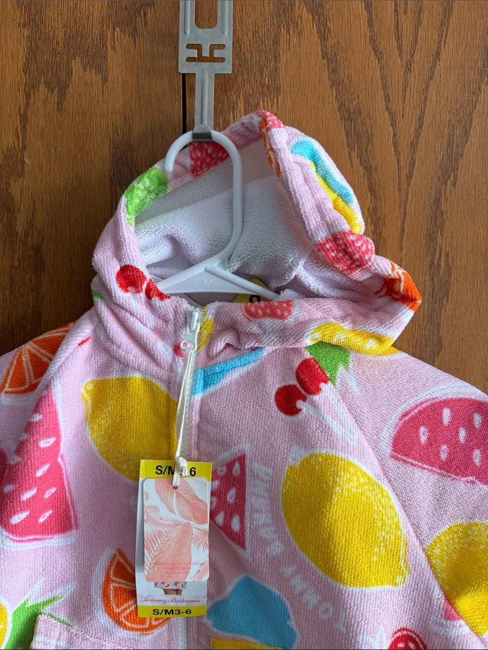 Tommy Bahama Pink Fruit-Print Hooded Zip Cover-Up